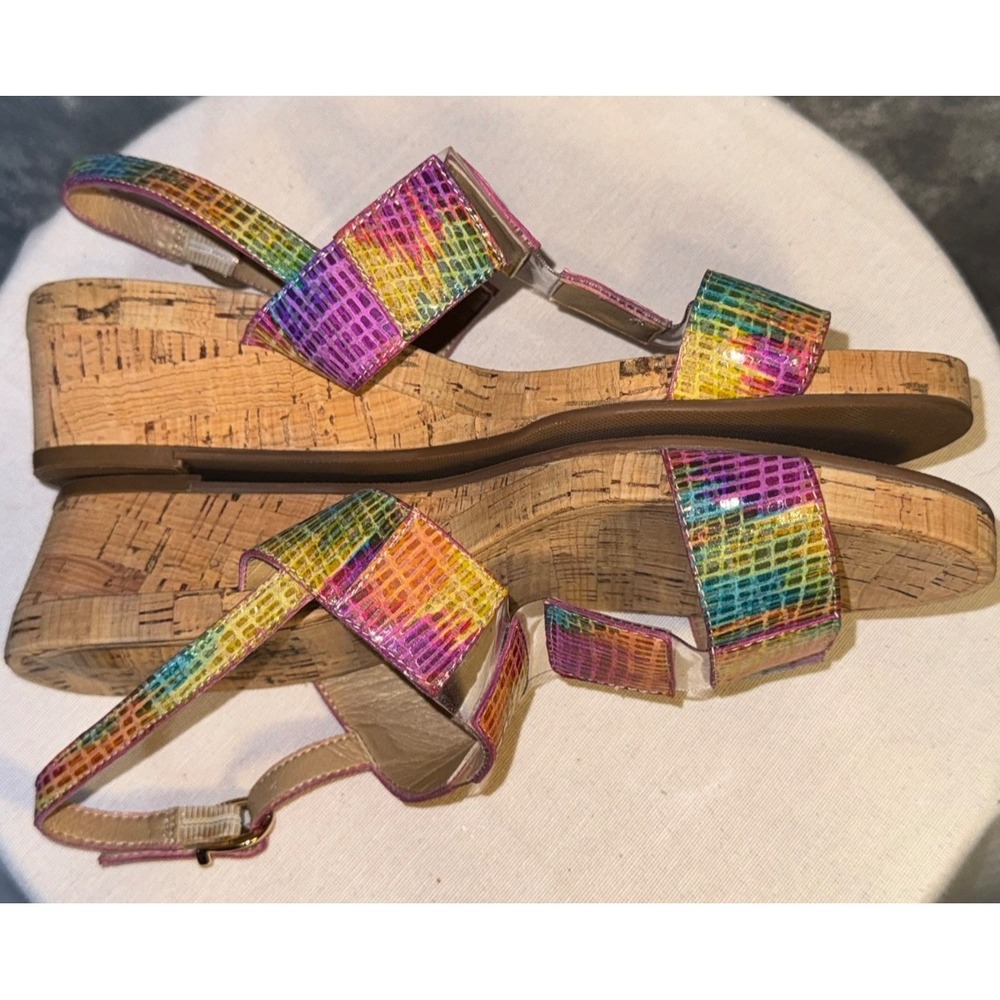 Vaneli Kinna Slingback Wedge Sandal Multi Rainbow Size 8M dopamine artsy vibe - Picture 8 of 11